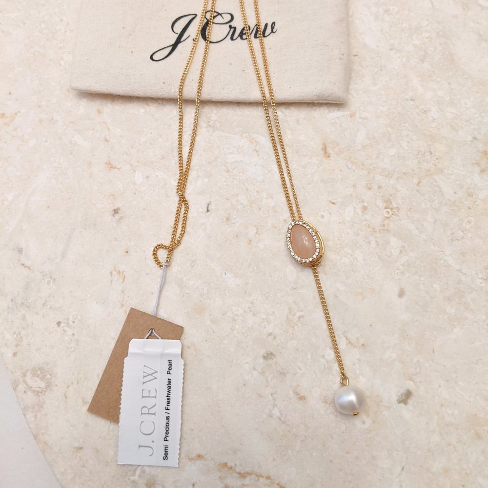 J. Crew Gold-plated Stone and Freshwater Pearl Drop Necklace - Picture 2 of 5
